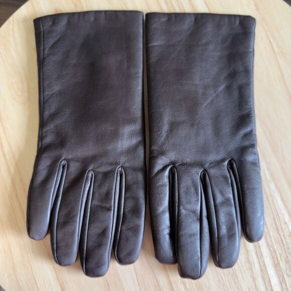 Vintage Aris Brown Soft Leather Gloves Black Sz 8 New w/o Tags - Picture 3 of 6